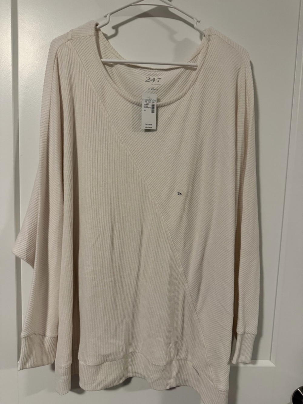 Women’s Maurice’s Cream Long Sleeve Top 3x NWT
